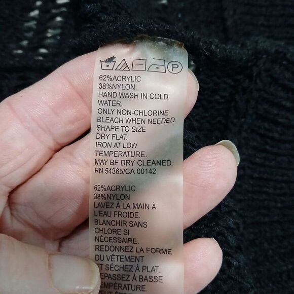 Nwt TanJay Large Black Y2K Cardigan, Very Boho Chic Retro 62% Acrylic, 38% Nylon - Picture 8 of 10